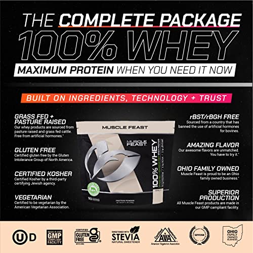 Muscle Feast 100% Grass-Fed Whey Protein, Pastured Raised Hormone Free All Natural Muscle Feast