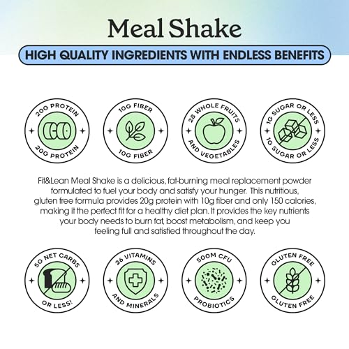 Fit & Lean Meal Shake, Fat Burning Meal Replacement, Protein, Fiber, Probiotics, Strawberry Fit & Lean