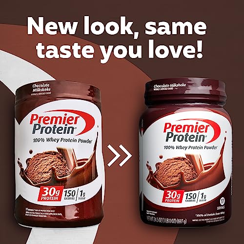 Premier Protein Powder, Chocolate Milkshake, 30g Protein, 1g Sugar, 100% Whey Protein Premier Protein