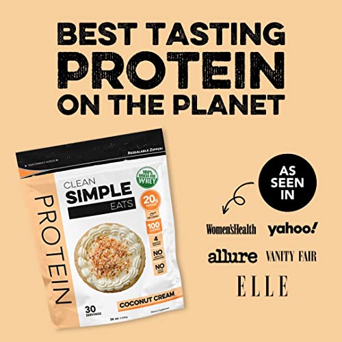 Clean Simple Eats Coconut Cream Whey Protein Powder, Natural Sweetened and Cold Clean Simple Eats