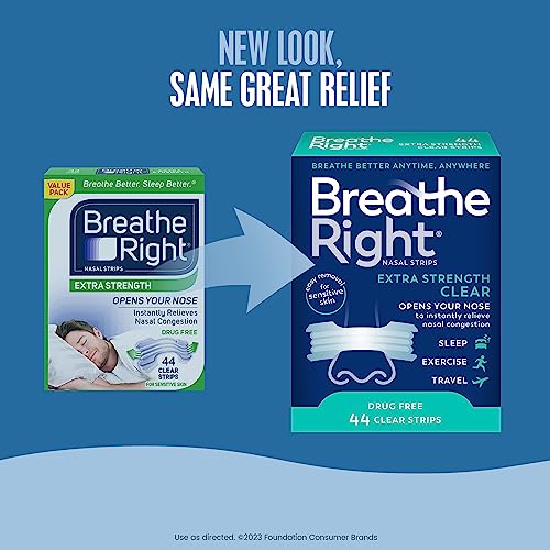 Breathe Right Nasal Strips | Extra Strength | Clear | For Sensitive Skin Breathe Right