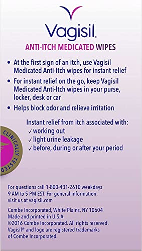 Vagisil Anti-Itch Medicated Wipes, Maximum Strength 12 ea (Pack of 6) Vagisil