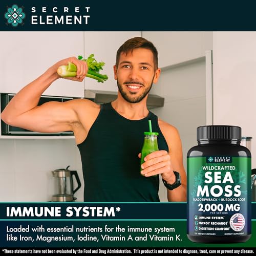 Sea Moss Capsules - Irish Sea Moss Advanced with Burdock Root, Bladderwrack Secret Element