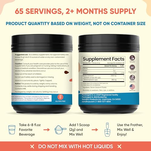 Sandhu's Pure Bovine Colostrum Powder Supplement for Humans |𝟰𝟬% 𝗜𝗴𝗚 Highly Sandhu's