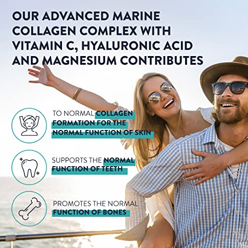 Marine Collagen Tablets for Women and Men with Hyaluronic Acid, Natural Vitamin C & Magnesium - with Pure Collagen peptides AAVALABS
