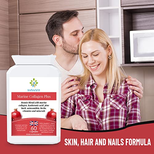 nfiniVit Marine Collagen Plus Blend Capsules - Hair Growth Enhancer with Enriched Vitamin C and Vitamin E InfiniVit
