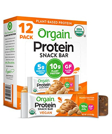 Orgain Organic Vegan Protein Bars, Peanut Butter - 10g Plant Based Protein