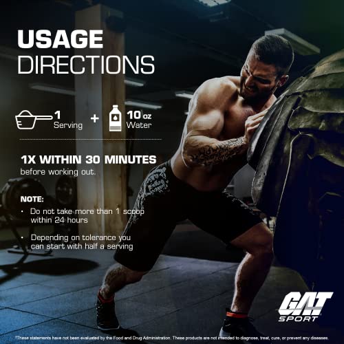 GAT SPORT NITRAFLEX Burn, Pre Workout Thermogenic Powder, Apple Melon, 30 Servings GAT SPORT