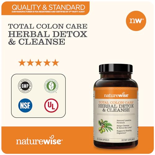 NatureWise Herbal Detox Cleanse Laxative Supplements | Natural Colon Cleanser Herb & Fiber Blend NatureWise