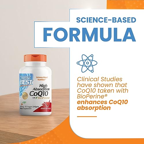 Doctor's Best High Absorption CoQ10 with BioPerine, Heart Health & Energy Production Doctor's BEST