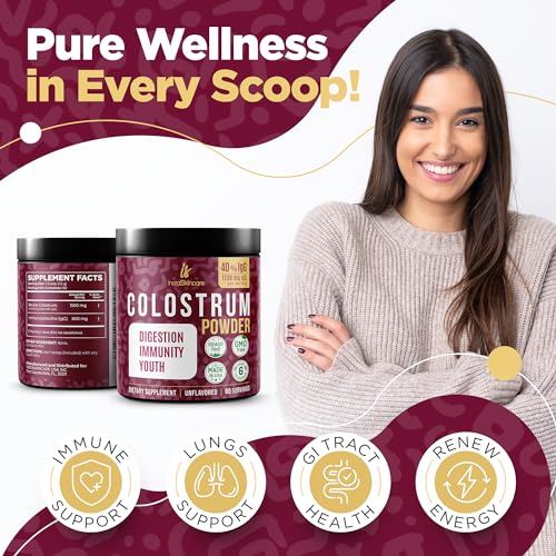 Bovine Colostrum Powder - 40% IgG Highly Concentrated Pure Bovine Colostrum InstaSkincare