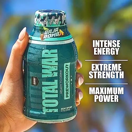 REDCON1 Total War Ready to Drink Preworkout, Strawberry Kiwi - 350mg of Fast Acting REDCON1