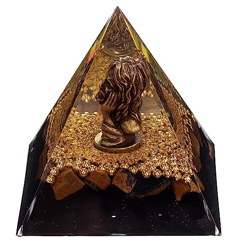 FENGSHUI-CAISHEN Mini Jesus Figurine in Healing Crystal Orgone Pyramid - Obsidian Tiger's Eye FENGSHUI-CAISHEN