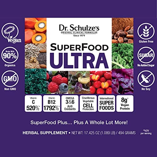 Dr. Schulze's SuperFood Ultra | Organic Super Food Powder | Vitamin B Complex and 520% Dr. Schulze's