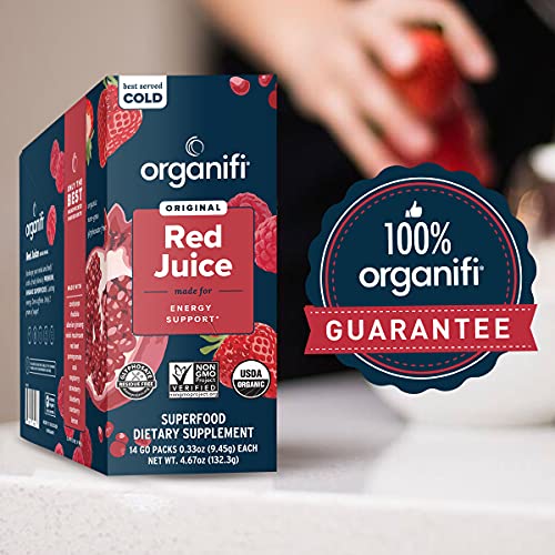 Organifi Red Juice - Vegan Energy Powder - Berry-Flavored Adaptogen Drink - Caffeine Organifi