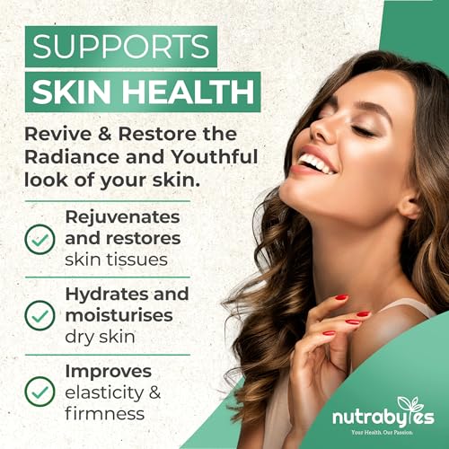 Vegan Collagen Supplement For Skin, Hair, Nails, Joints & Bones with Hyaluronic Acid, Biotin, Lysine, Bamboo Silica, Zinc, Vitamin C, D3, B12, E NUTRABYTES