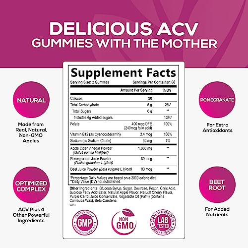 Vegan Apple Cider Vinegar Gummies | Max Strength 1000mg | Gelatin-Free, Vegan, Non-GMO Nature's Nutrition