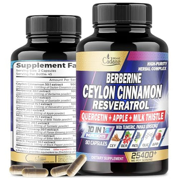 Ceylon Cinnamon 15000mg Berberine 3000mg Quercetin 2000mg Supplement - Support 
