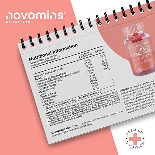 Vegan Collagen Gummies – Advanced Superfood Blend – Vegan Collagen Alternative for Women and Men – Infused with Vitamin C novomins