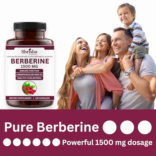 SHRISHA HERBAL Indian Berberine 1500mg - Berberine HCl 500mg Per Capsule - Support SHRISHA HERBAL