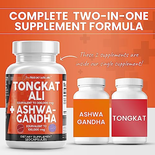 Clean Nutraceuticals Tongkat Ali 300,000mg and Ashwagandha 100,000mg