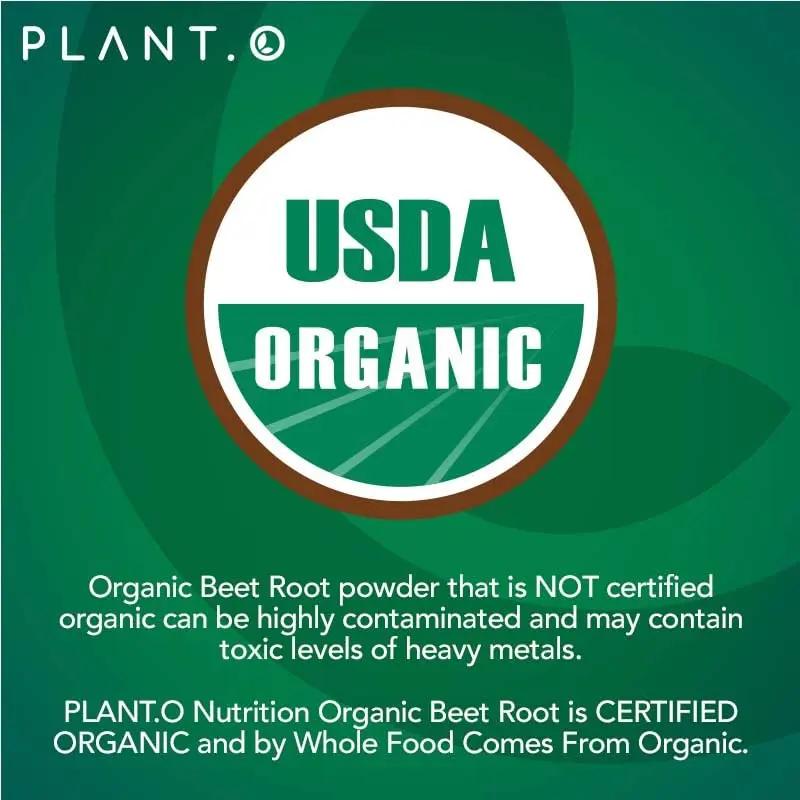 USDA Plant.O Premium Organic Beet Root Tablets [1350mg Beets Powder] with Black Pepper PLANT.O NUTRITION