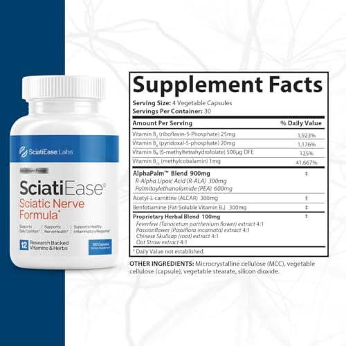 SciatiEase Sciatic Nerve Health Support - Sciatic Nerve Supplement with Pea, Vitamin B SciatiEase