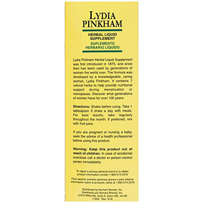 Lydia Pinkham Liquid Herbal Supplement for Menstruation and Menopause Support, 16 Ounce