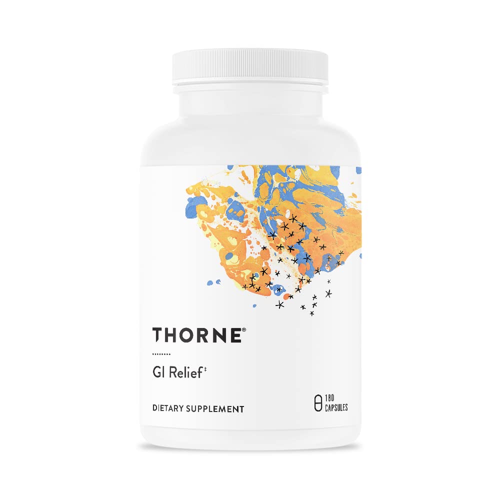 Thorne GI Relief - Digestion Supplement Supports Gut Health & Bloating Relief - Made with Marshmallow Root Extract & Digestive Enzymes - 180 Capsules - 90 Servings Thorne