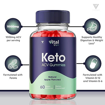 (3 Pack) Vital Ketogenic Keto ACV Gummies for Weight Loss, Vital Private Keto ACV Gummies