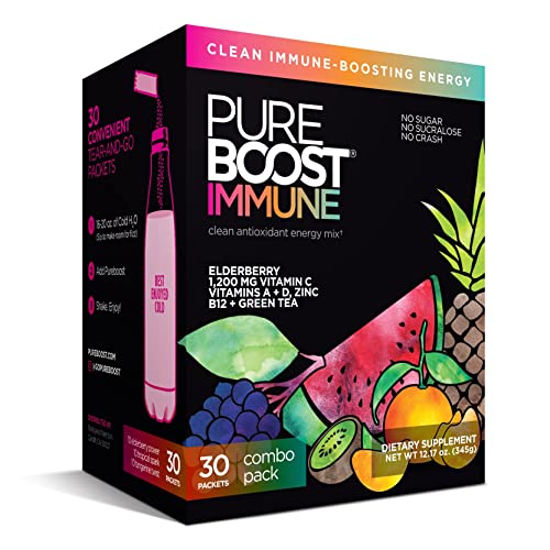 Pureboost Immune Clean Energy Drink Mix: Immunity Supplement with Elderberry