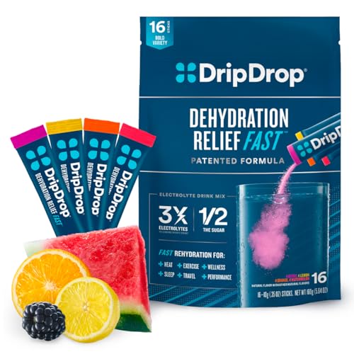 DripDrop Hydration - Electrolyte Powder Packets - Watermelon, Berry, Orange, Lemon 