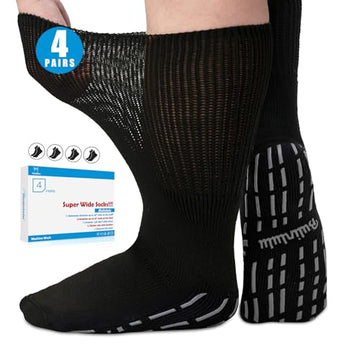 Bulinlulu Extra Width Diabetic Socks Women Men-4 Pairs Super Wide Edema Bulinlulu