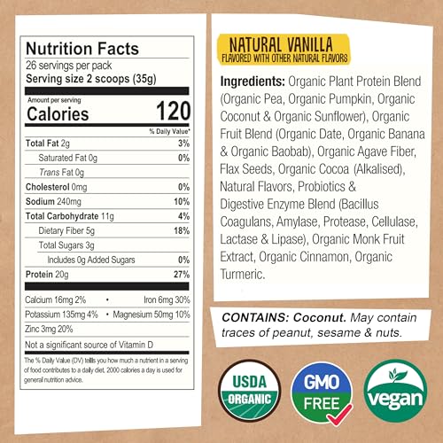 EarthChimp Organic Vegan Protein Powder - with Probiotics - Non GMO, Dairy Free EarthChimp