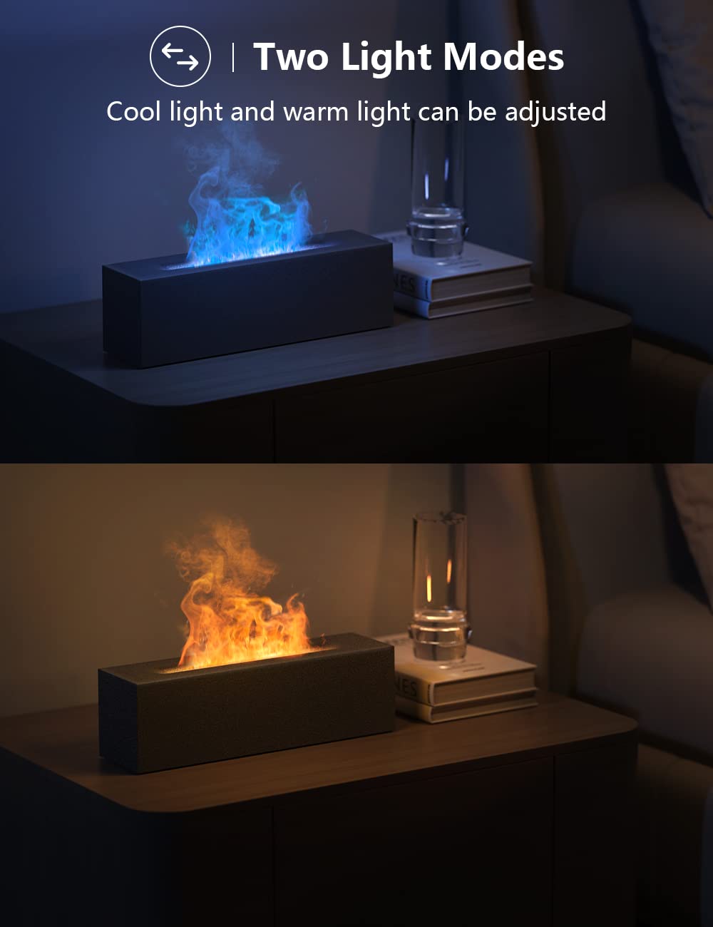 Shiawase Oil Diffuser, 200ml Flame Essential Oil Diffuser/Humidifier, Bedrock Fire Air Scent Diffuser Shiawase