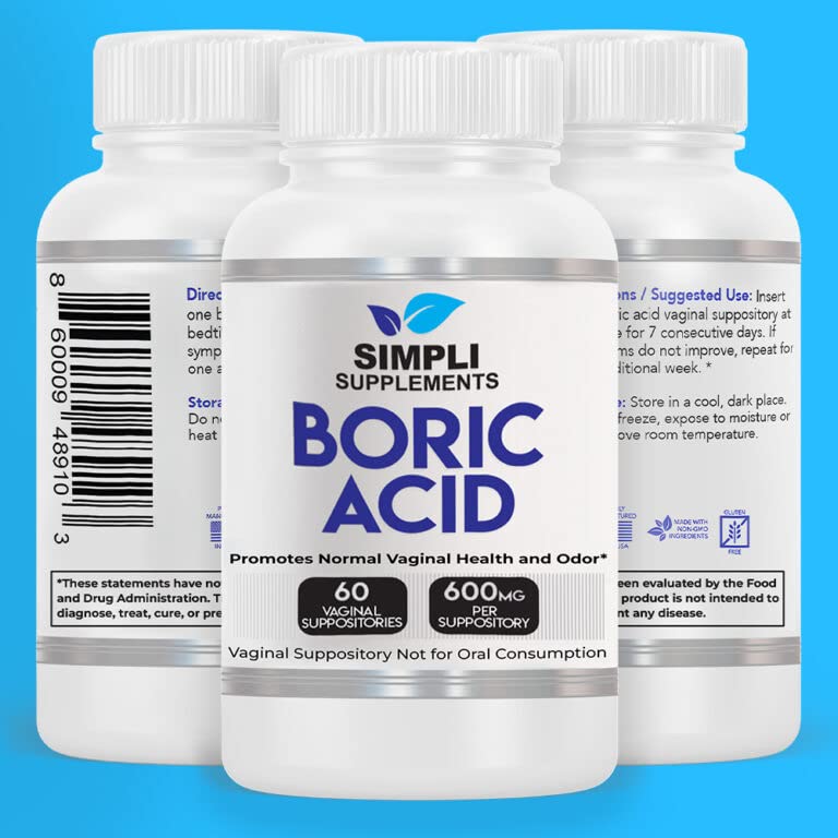 Simpli Supplements 60 Boric Acid Suppositories - Modern Support & Ancient Remedy - Scientifically Simpli Supplements
