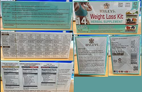 HYLEYS Tea for Cleanse and Weight Loss - New 14 Day Weight Loss Kit - 42 Tea Bags 
