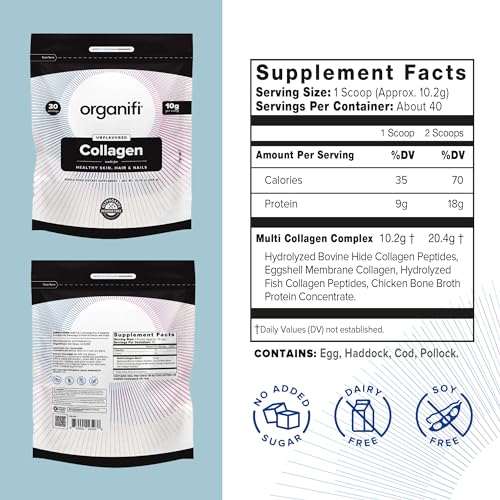 Organifi Collagen Powder - Fuller Hair, Stronger Nails, and Radiant Skin - Replenish Organifi