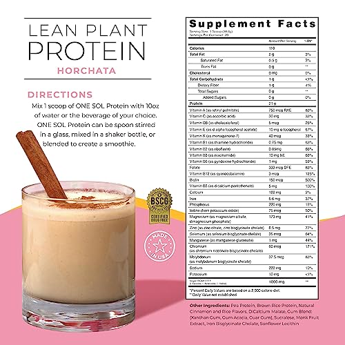 One Sol Lean Plant Protein Powder Horchata, Low Carb, Gluten Free