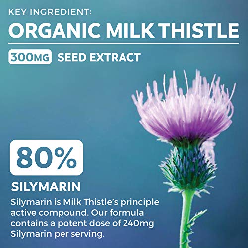 Organic Liver Cleanse Detox & Repair (Vegan, Non-GMO) Milk Thistle Extract (80% Silymarin) PURE CO