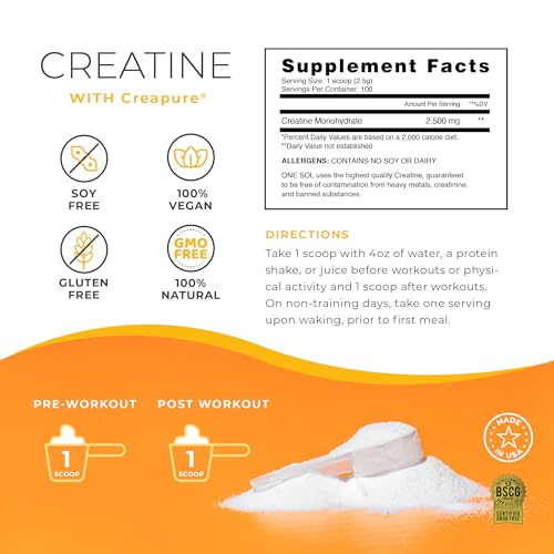 One Sol Creatine for Women Booty Gain, All Natural Women's Creatine Powder One Sol