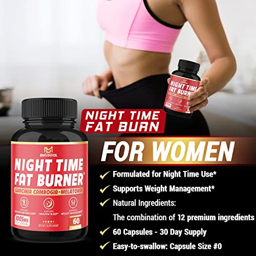 BMVINVOL Night Time Fat Burner, 12-in-1 Powerful Blend of Green Tea, Ceylon Cinnamon BMVINVOL