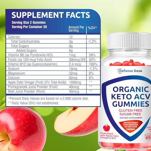 Organic Keto ACV Gummy Advanced Weight Loss - Gluten & Sugar Free Pro Active Rapid Belly Defense Dose