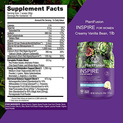 PlantFusion Inspire Plant Protein Powder for Women - Low Carb Protein Powder for Lean PlantFusion