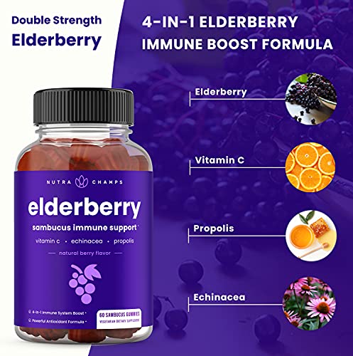 Elderberry Gummies | Sambucus Elderberry Gummies for Adults & Kids | Vitamin C NutraChamps