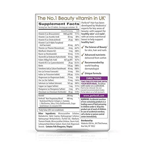 Perfectil Vitabiotics Plus Hair, 60 Count Perfectil