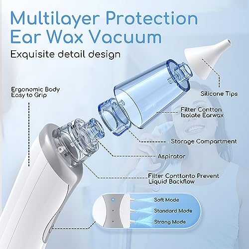 Ear Vacuum Wax Remover, Ear Wax Removal with 8 Pcs Ear Pick, Ear Wax Girug