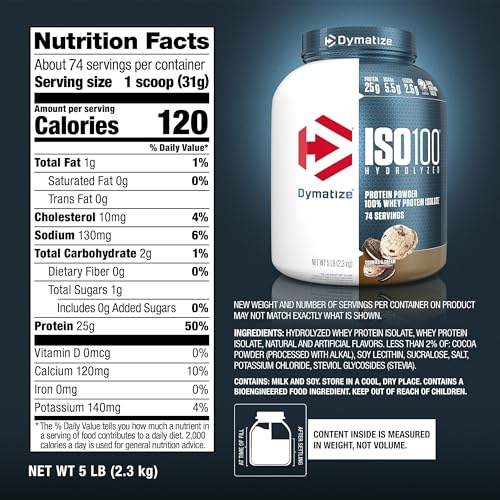 Dymatize ISO100 Hydrolyzed Protein Powder, 100% Whey Isolate Protein, 25g of Protein Dymatize