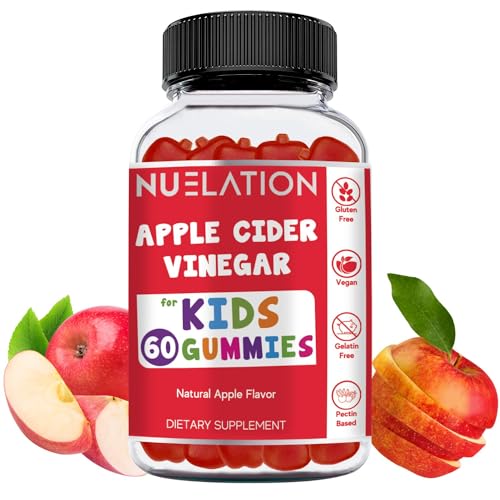 NUELATION Apple Cider Vinegar Gummies for Kids, 60 Servings. Gluten Free, Vegan and Gelatin